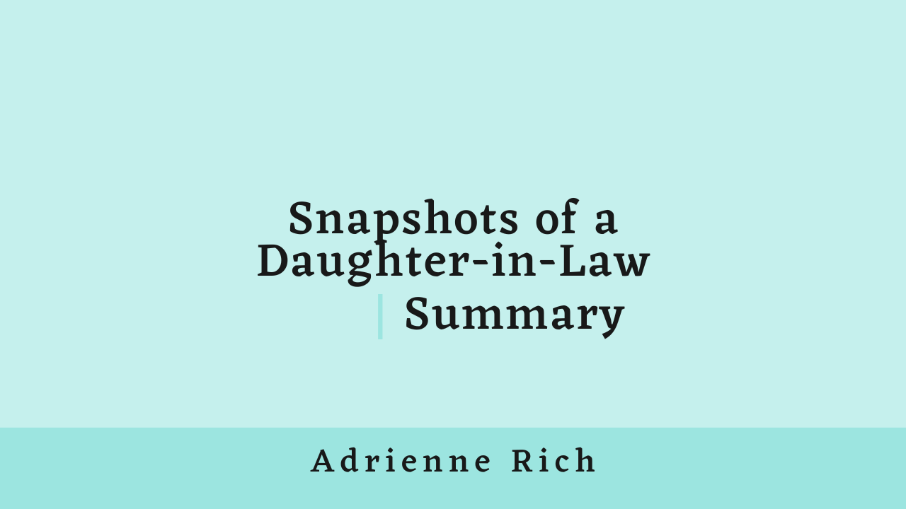 Snapshots of a Daughter in Law Summary